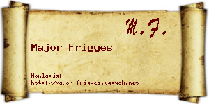 Major Frigyes névjegykártya